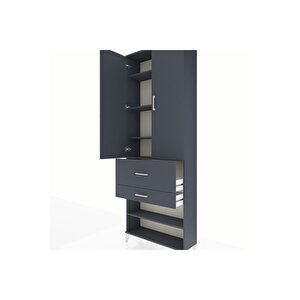 Arges Dolap 5 Raflı 2 Çekmeceli 2 Kapaklı 88x30x243 Antrasit-antrasit