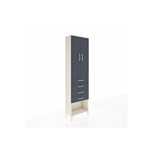 Arges Dolap 2 Raflı 4 Çekmeceli Tek Askılı 60x30x221 Aytaşı-antrasit