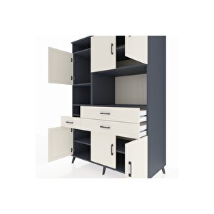 Kronos Dolap 9 Raflı 3 Çekmeceli 6 Kapaklı 132x59x195 Antrasit-aytaşı/aytaşı