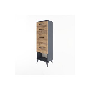 Arges Dolap 4 Çekmeceli 44x30x134 Antrasit-çam