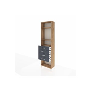 Arges Dolap 3 Raflı 4 Çekmeceli 60x30x221 Çam-antrasit