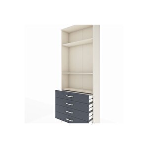 Arges Dolap 3 Raflı 4 Çekmeceli 88x30x221 Aytaşı-antrasit