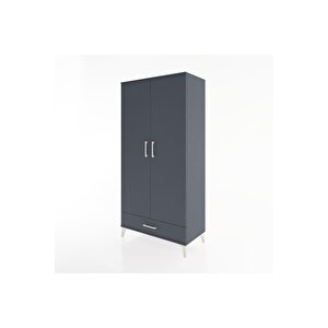 Hyperion Dolap 4 Raflı Tek Çekmeceli 2 Kapaklı 88x44x182 Antrasit-antrasit