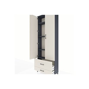 Arges Dolap 4 Raflı 2 Çekmeceli 2 Kapaklı 88x30x243 Antrasit-aytaşı