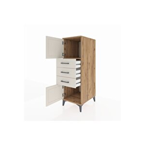 Kronos Dolap Tek Raflı 3 Çekmeceli 2 Kapaklı 44x59x134 Çam-aytaşı