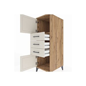 Kronos Dolap Tek Raflı 3 Çekmeceli 2 Kapaklı 44x59x134 Çam-aytaşı