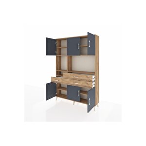 Arges Dolap 9 Raflı 3 Çekmeceli 6 Kapaklı 132x30x195 Çam-antrasit/çam