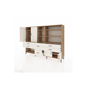 Hyperion Dolap 10 Raflı 6 Çekmeceli 4 Kapaklı 220x44x163 Çam-aytaşı