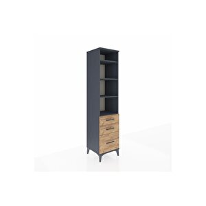 Hyperion Dolap 4 Raflı 3 Çekmeceli 44x44x195 Antrasit-çam