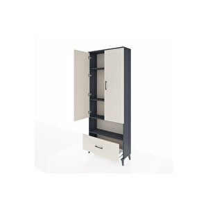 Arges Dolap 4 Raflı Tek Çekmeceli 2 Kapaklı 88x30x221 Antrasit-aytaşı