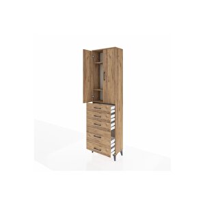 Arges Dolap 3 Raflı 5 Çekmeceli 2 Kapaklı 60x30x221 Çam-çam