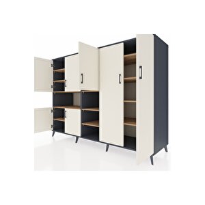 Kronos Dolap 13 Raflı 7 Kapaklı 220x59x163 Antrasit-aytaşı/çam