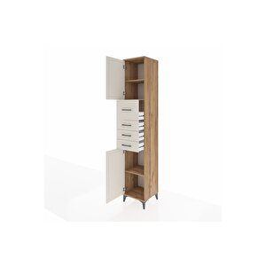 Hyperion Dolap 3 Raflı 4 Çekmeceli 2 Kapaklı 44x44x243 Çam-aytaşı