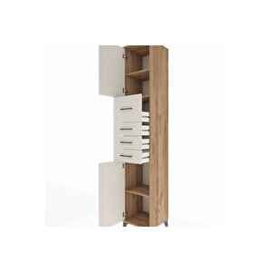 Hyperion Dolap 3 Raflı 4 Çekmeceli 2 Kapaklı 44x44x243 Çam-aytaşı