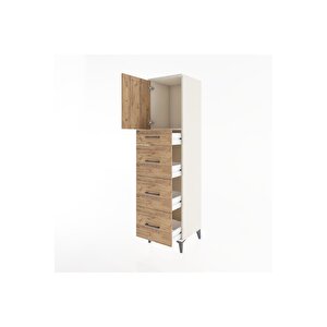 Hyperion Dolap Tek Raflı 4 Çekmeceli Tek Kapaklı 44x44x182 Aytaşı-çam