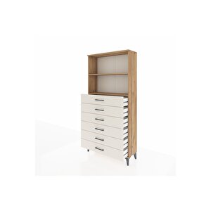 Arges Dolap 2 Raflı 6 Çekmeceli 88x30x182 Çam-aytaşı