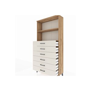 Arges Dolap 2 Raflı 6 Çekmeceli 88x30x182 Çam-aytaşı