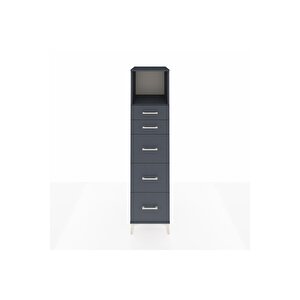 Kronos Dolap Tek Raflı 5 Çekmeceli 44x59x182 Antrasit-antrasit