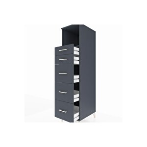 Kronos Dolap Tek Raflı 5 Çekmeceli 44x59x182 Antrasit-antrasit