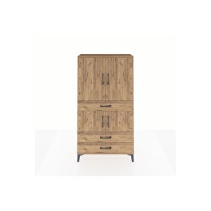 Arges Dolap 3 Raflı 3 Çekmeceli 4 Kapaklı 88x30x163 Çam-çam