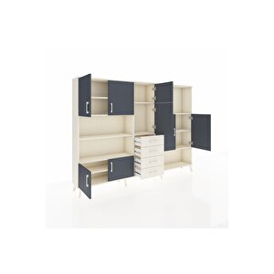 Arges Dolap 10 Raflı 4 Çekmeceli 8 Kapaklı 220x30x163 Aytaşı-antrasit/aytaşı