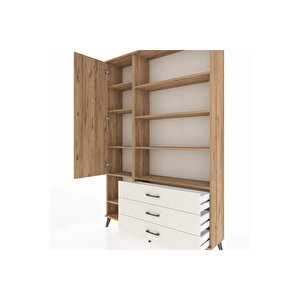 Arges Dolap 9 Raflı 3 Çekmeceli Tek Kapaklı  132x30x195 Çam-çam/aytaşı