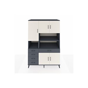 Kronos Dolap 9 Raflı 5 Çekmeceli 5 Kapaklı 132x59x195 Antrasit-aytaşı/antrasit