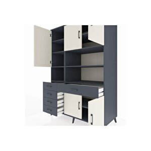 Kronos Dolap 9 Raflı 5 Çekmeceli 5 Kapaklı 132x59x195 Antrasit-aytaşı/antrasit