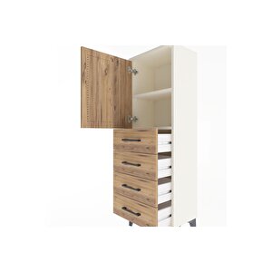 Arges Dolap 2 Raflı 4 Çekmeceli Tek Kapaklı 44x30x134 Aytaşı-çam