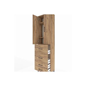 Arges Dolap 3 Raflı 4 Çekmeceli 2 Kapaklı 60x30x221 Çam-çam