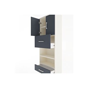 Arges Dolap 4 Raflı 2 Çekmeceli 2 Kapaklı 60x30x163 Aytaşı-antrasit