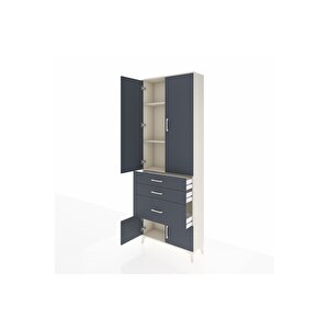 Arges Dolap 3 Raflı 3 Çekmeceli 4 Kapaklı 88x30x243 Aytaşı-antrasit