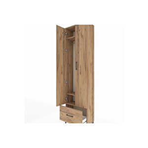 Arges Dolap 3 Raflı Tek Çekmeceli Tek Askılı 60x30x221 Çam-çam