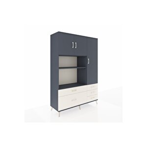 Hyperion Dolap 7 Raflı 5 Çekmeceli 3 Kapaklı 132x44x195 Antrasit-antrasit/aytaşı