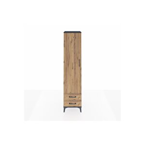 Hyperion Dolap 5 Raflı 2 Çekmeceli Tek Kapaklı 44x44x195 Antrasit-çam