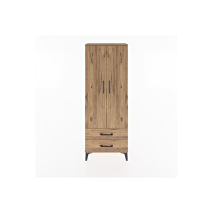 Arges Dolap 2 Raflı 2 Çekmeceli Tek Askılı 60x30x163 Çam-çam
