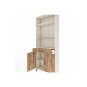 Arges Dolap 4 Raflı Tek Çekmeceli 2 Kapaklı 88x30x221 Aytaşı-çam