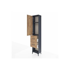 Arges Dolap 2 Raflı 2 Çekmeceli Tek Askılı 44x30x221 Antrasit-çam