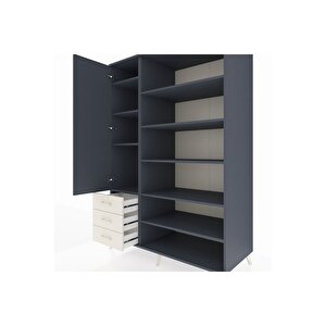 Kronos Dolap 9 Raflı 3 Çekmeceli 3 Kapaklı 132x59x195 Antrasit-antrasit/aytaşı