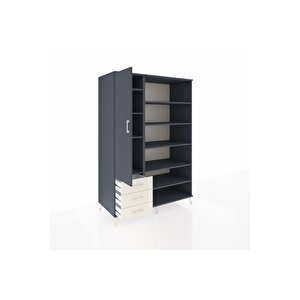 Kronos Dolap 9 Raflı 3 Çekmeceli 3 Kapaklı 132x59x195 Antrasit-antrasit/aytaşı