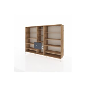 Hyperion Dolap 11 Raflı 3 Çekmeceli  220x44x163 Çam-çam/antrasit