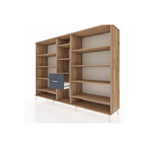 Hyperion Dolap 11 Raflı 3 Çekmeceli  220x44x163 Çam-çam/antrasit