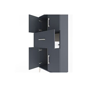 Arges Dolap Tek Raflı Tek Çekmeceli 4 Kapaklı 60x30x134 Antrasit-antrasit