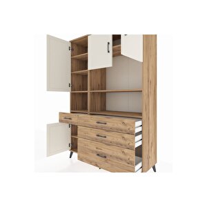 Hyperion Dolap 9 Raflı 4 Çekmeceli 4 Kapaklı 132x44x195 Çam-aytaşı/çam