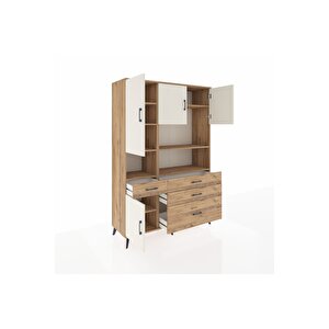 Hyperion Dolap 9 Raflı 4 Çekmeceli 4 Kapaklı 132x44x195 Çam-aytaşı/çam