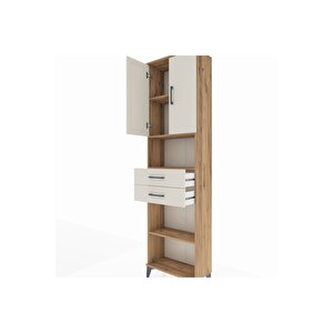 Arges Dolap 4 Raflı 2 Çekmeceli 2 Kapaklı 60x30x221 Çam-aytaşı
