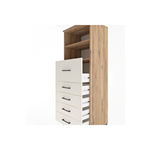 Hyperion Dolap 2 Raflı 5 Çekmeceli 60x44x163 Çam-aytaşı