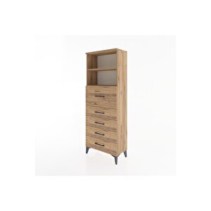 Arges Dolap 2 Raflı 5 Çekmeceli 60x30x163 Çam-çam