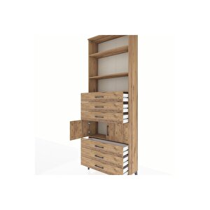 Arges Dolap 4 Raflı 6 Çekmeceli 2 Kapaklı 88x30x243 Çam-çam