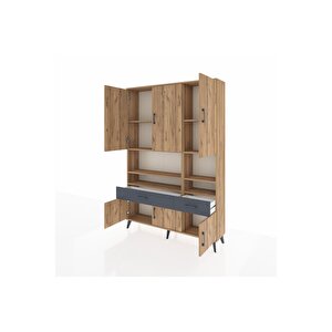 Arges Dolap 8 Raflı 2 Çekmeceli 6 Kapaklı 132x30x195 Çam-çam/antrasit